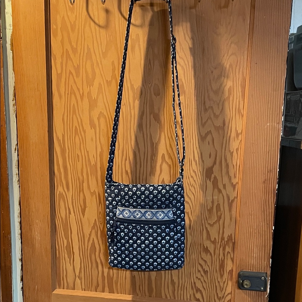 Vera Bradley Navy and White Crossbody wallet checkbook case glasses case +1